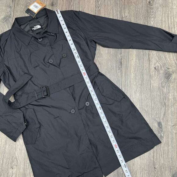 The North Face Trench Coat Size Large Womens Black Belted $169 - Picture 2 of 11